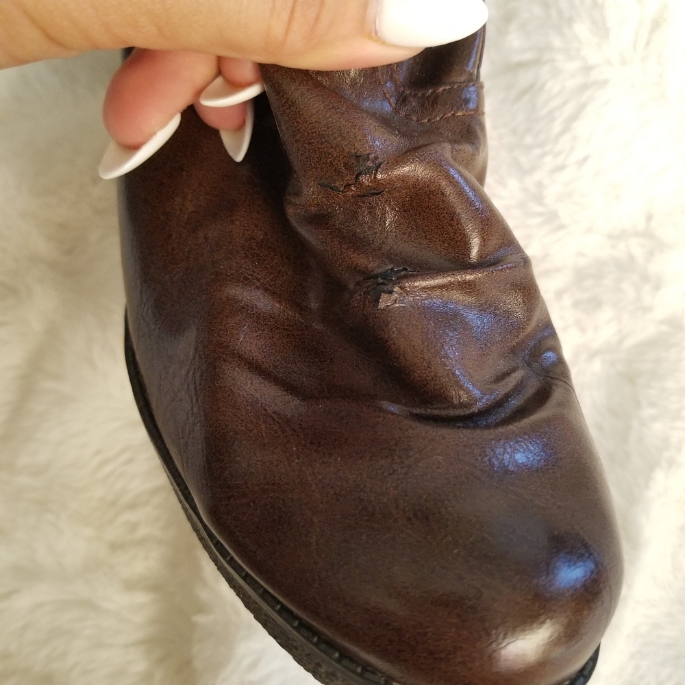 Host Pick💕Box-Tab Brown Mid/Low Rise Heeled Boots - Picture 4 of 12